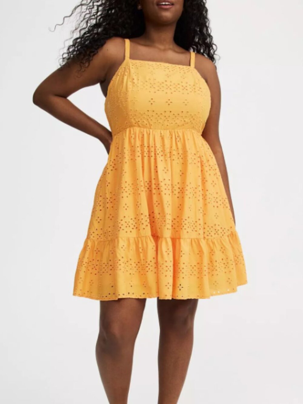 Torrid Size 00 Yellow Eyelet Mini Dress